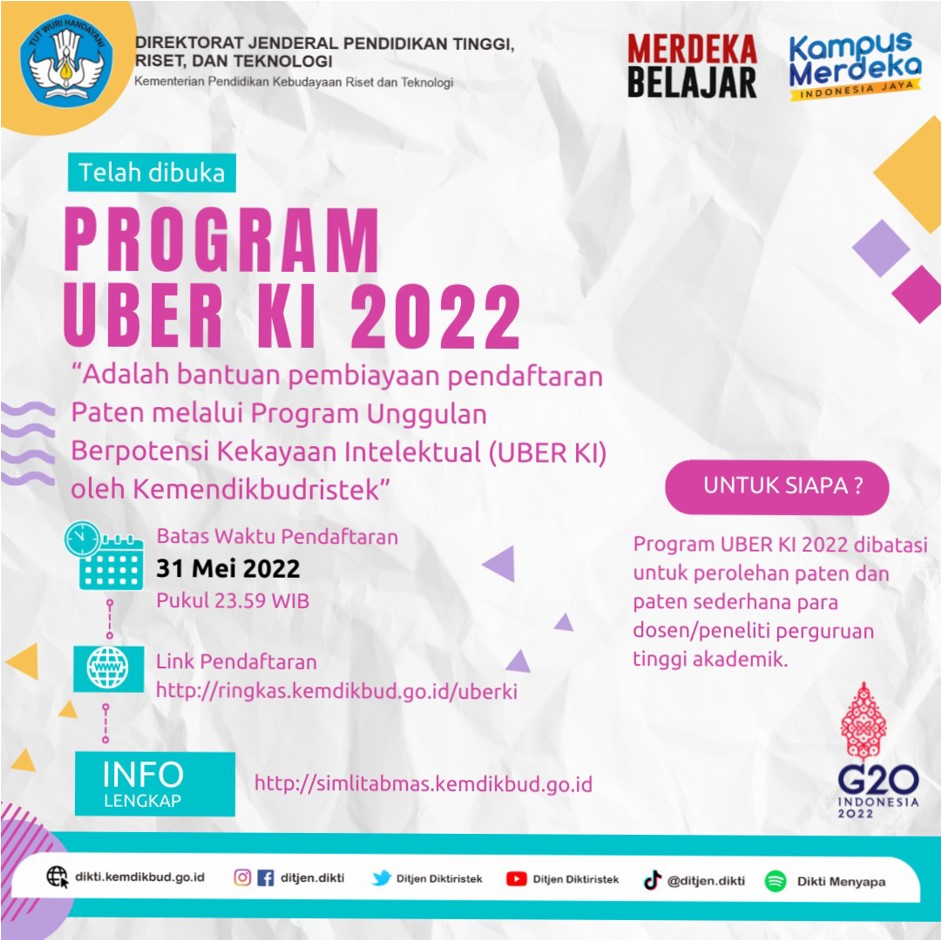 Program Unggulan Berpotensi Kekayaan Intelektual (UBER KI) Tahun 2022 ...