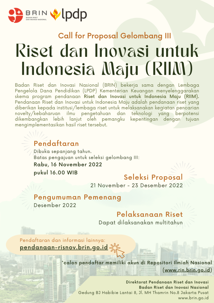 call for research proposal 2022 indonesia